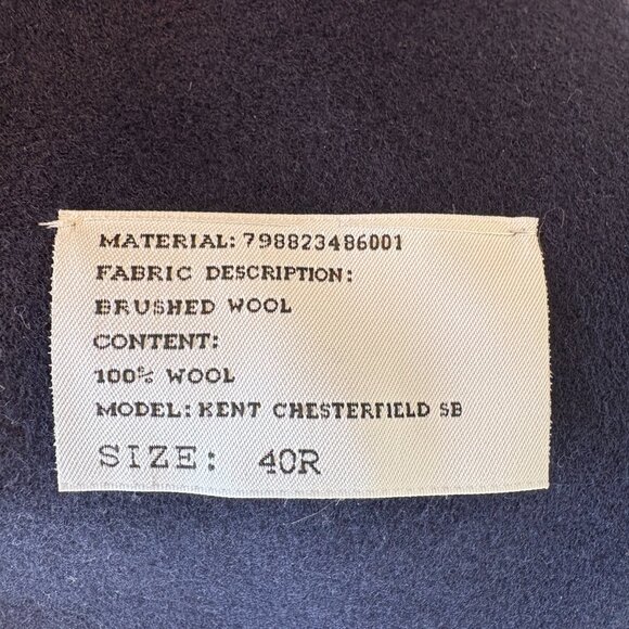 Ralph Lauren Purple Label Men's Brushed Wool Blue Coat Size 40R - Picture 9 of 9